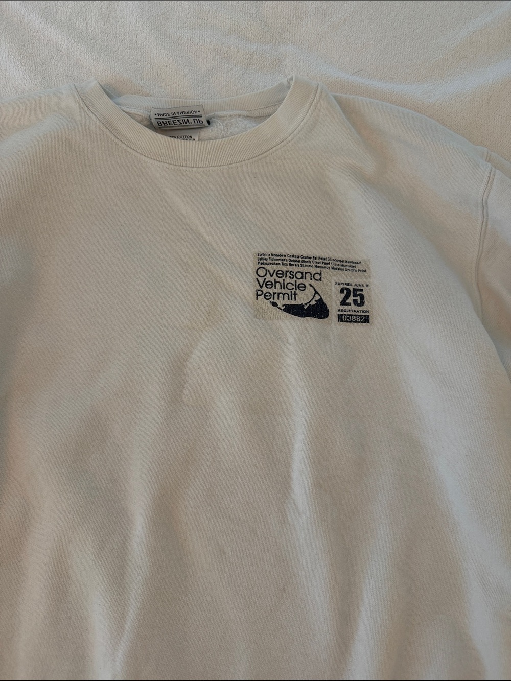 Nantucket  ACK 2024 Oversized Permit Graphic Crewneck Sweatshirt - White, M